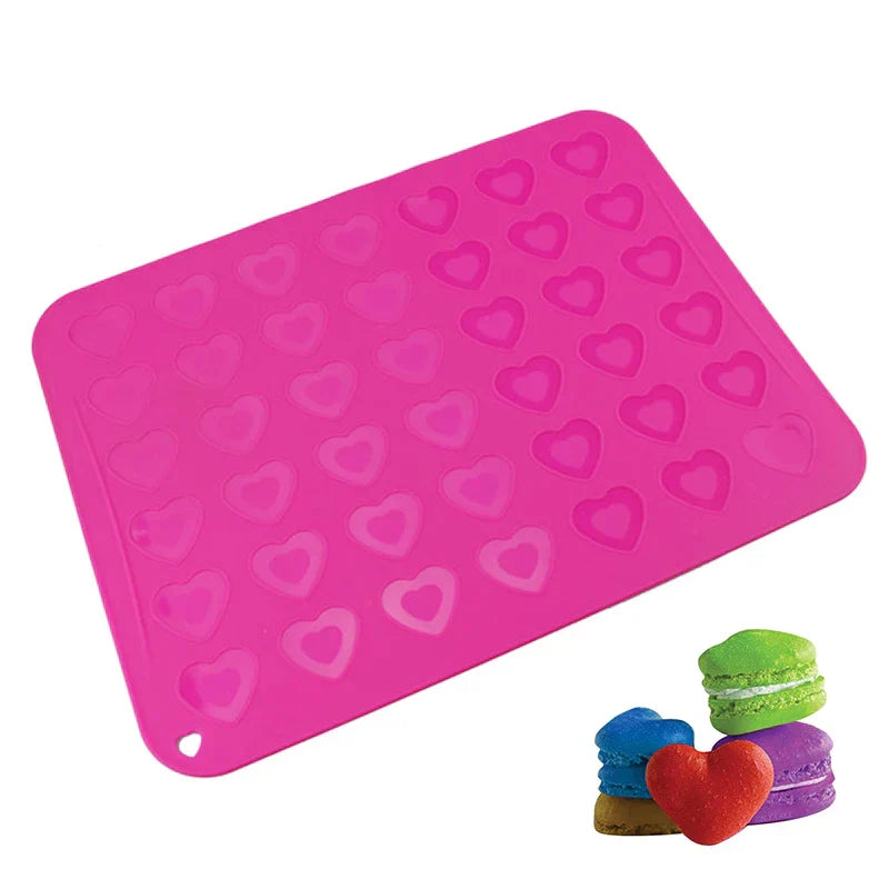 DecorBites™ Silicone Heart-Shaped Macaron Baking Mat 42-Cavity Cookie Mold