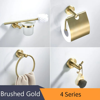 DecorBites™ Golden Swan Bath Hardware Set: Towel Rack, Toilet Paper Holder, Tissue Roll Holder