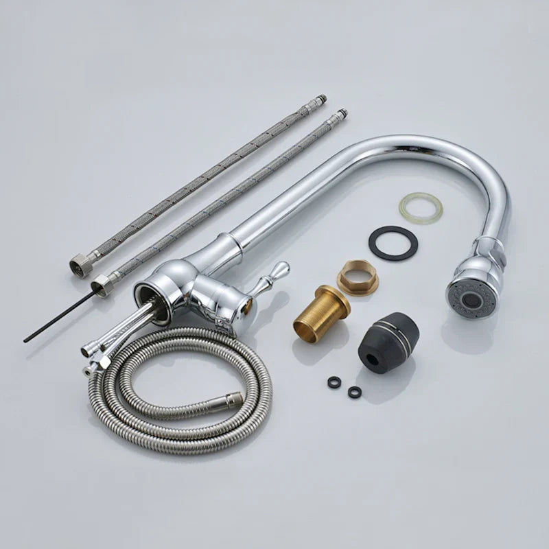 DecorBites™ Gold Brass Kitchen Faucet Rotatable Mixer Tap Single Handle Hot&Cold Water