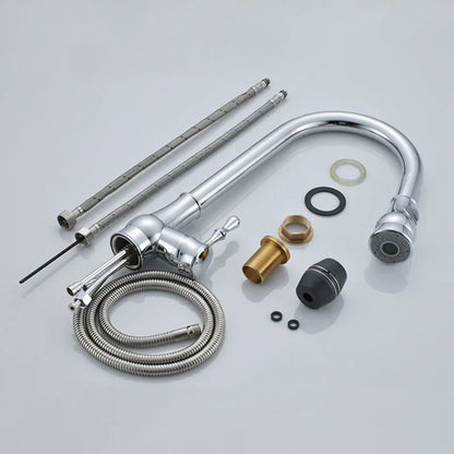 DecorBites™ Gold Brass Kitchen Faucet Rotatable Mixer Tap Single Handle Hot&Cold Water