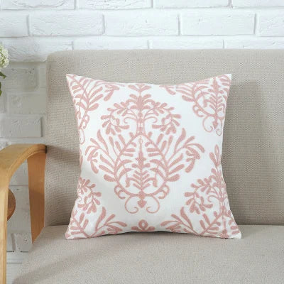 DecorBites™ Grey Pink Geometric Embroidered Cushion Cover, 45x45cm
