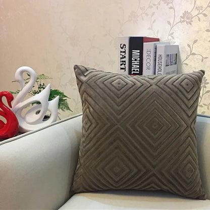 Funda de cojín DecorBites™ geométrica de chenilla flocada en gris, amarillo, morado y rojo, 45x45 cm/30x50 cm