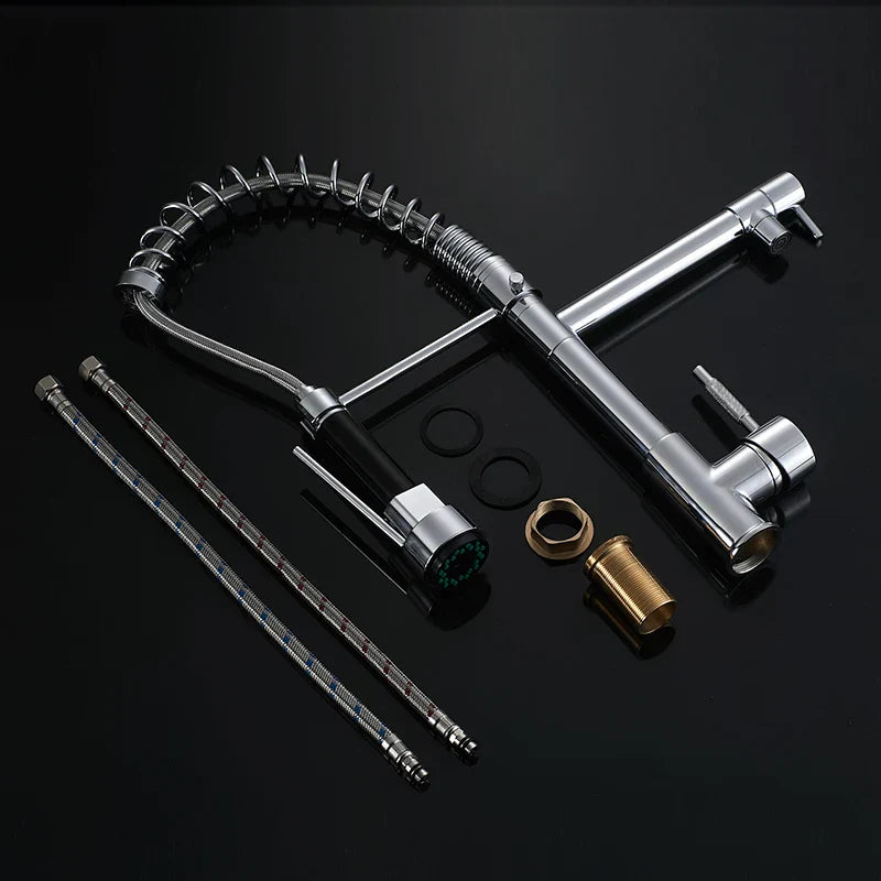 DecorBites™ Kitchen Faucet Pull Out Dual Spout Single Handle Mixer Tap 360 Rotation