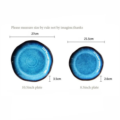 DecorBites™ Deep Blue Ceramic Dessert Plate - Round Solid Dish