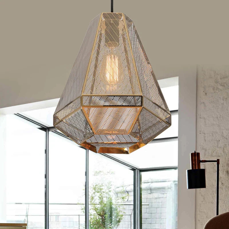DecorBites™ LED Pyramid Pendant Lamp: Modern Diamond Drop Light for Bedroom & Restaurant
