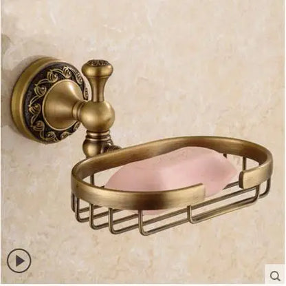 Juego de accesorios de baño DecorBites™ de cobre tallado: estante para toallas, toallero, portarrollos de papel, gancho para ropa