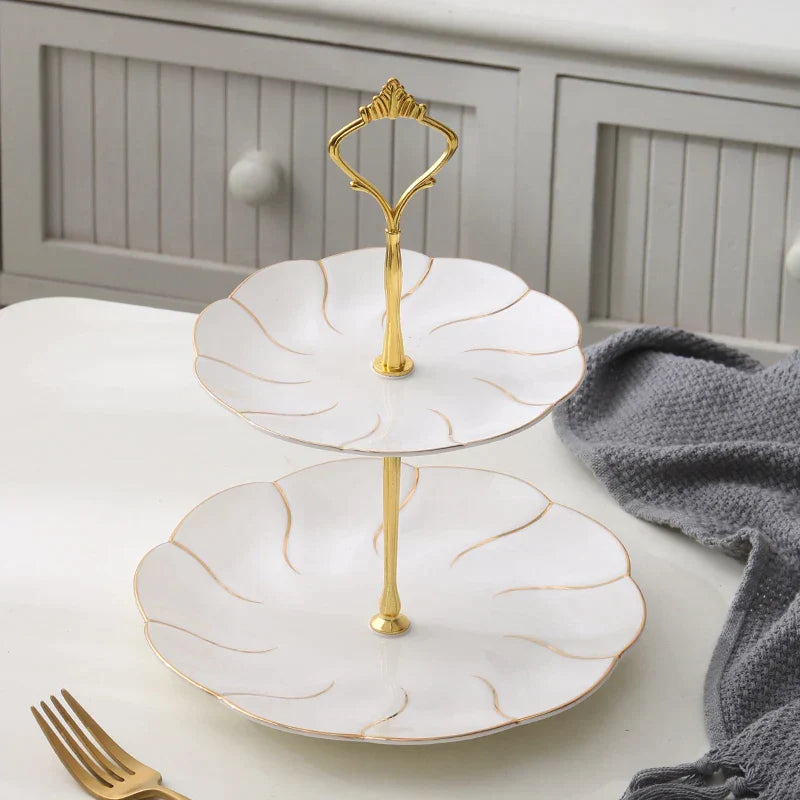 Platos de fruta de hueso de porcelana con incrustación de oro Decorbites™ para aperitivos, pasteles y dulces
