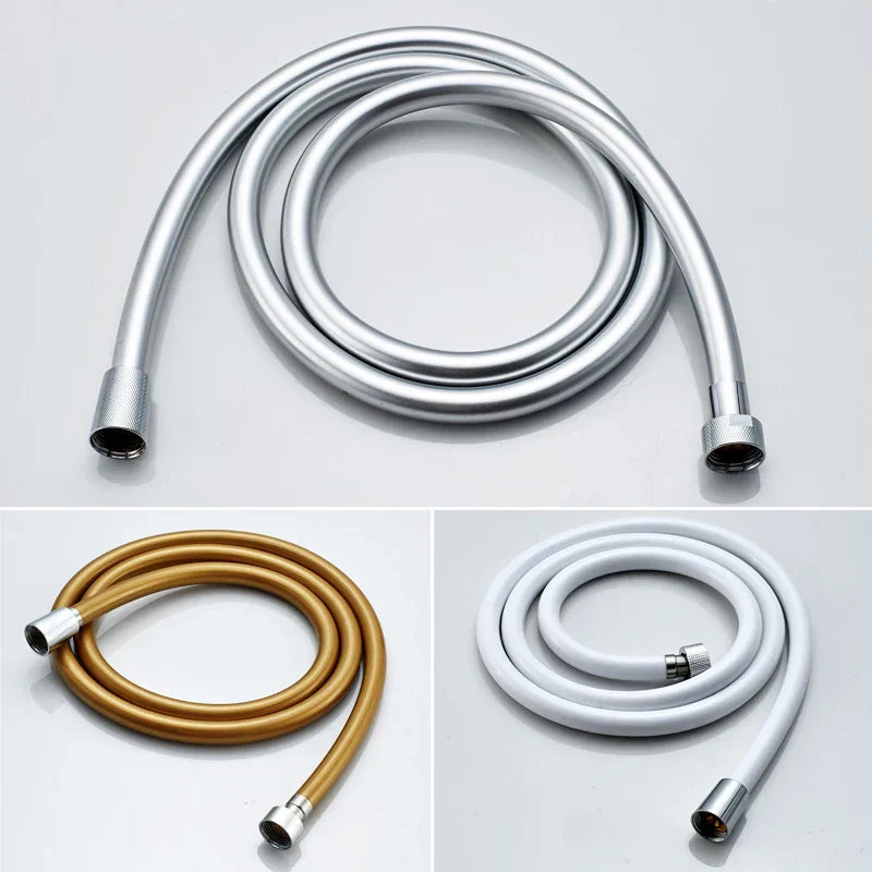 DecorBites™ High Pressure PVC Shower Hose with Handheld Head - Silver & Golden Smooth Design