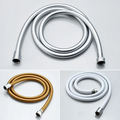 DecorBites™ High Pressure PVC Shower Hose with Handheld Head - Silver & Golden Smooth Design