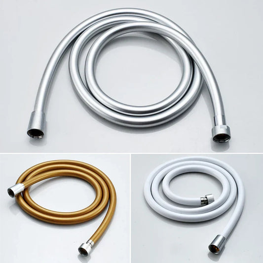 DecorBites™ High Pressure PVC Shower Hose with Handheld Head - Silver & Golden Smooth Design