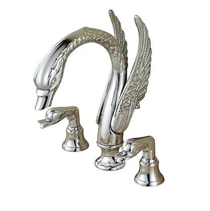 DecorBites™ Golden Swan Basin Faucet Double Handle Hot Cold Mixer Tap for Bathroom