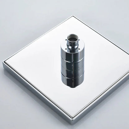 DecorBites™ Bright Chrome LED Rainfall Shower Head: Color Changing Brass Rectangular Shower Faucet