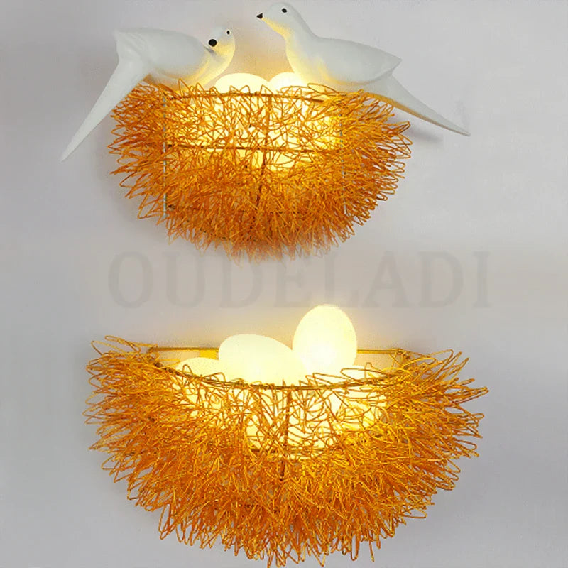 DecorBites™ Bird's Nest LED Wall Lamp with 3D Birds Art - Decorative Novelty Wall Light