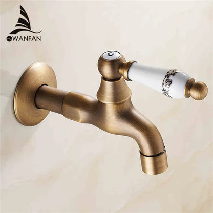 DecorBites™ Brass Antique Bibcock Faucet for Garden and Laundry, Cold Water Tap