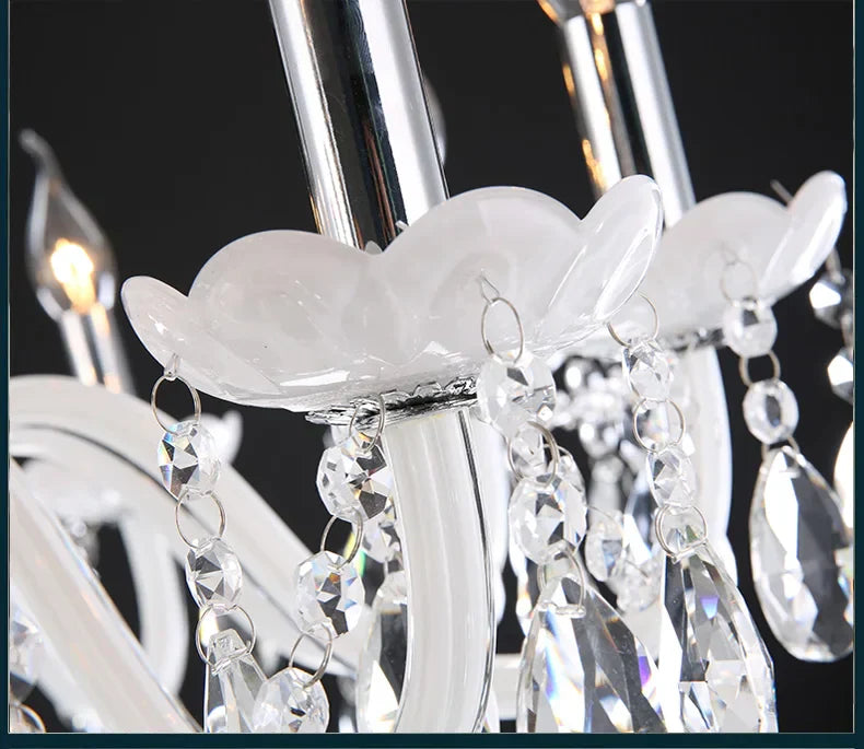 DecorBites™ Crystal Chandelier with 18 White Arms LED Candle Lights suitable for Living Bedroom
