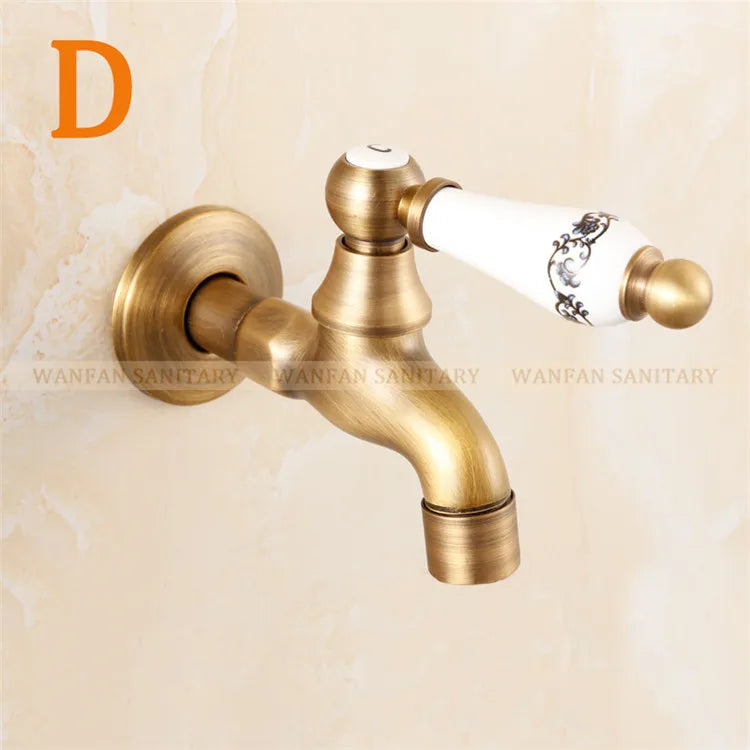 DecorBites™ Brass Antique Bibcock Faucet for Garden and Laundry, Cold Water Tap
