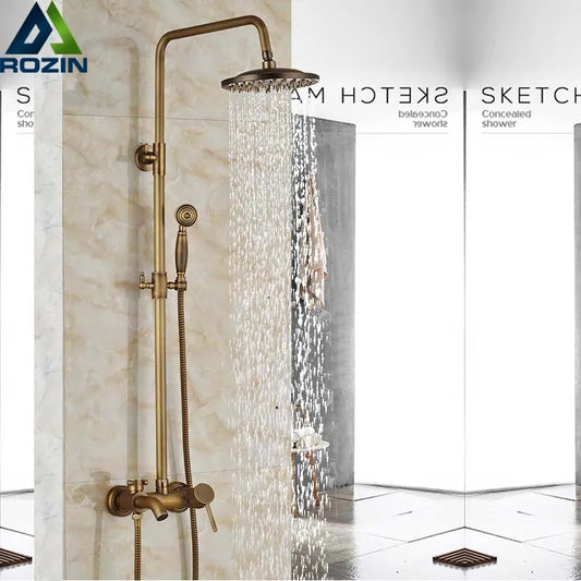 DecorBites™ Brass Rainfall Shower Faucet Single Handle Mixer Tap Wall Mount Bathroom Set