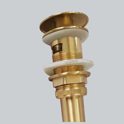 DecorBites™ Brushed Gold Basin Sink Pop Up Drain with Overflow, Round Brass Waste Water Drainer