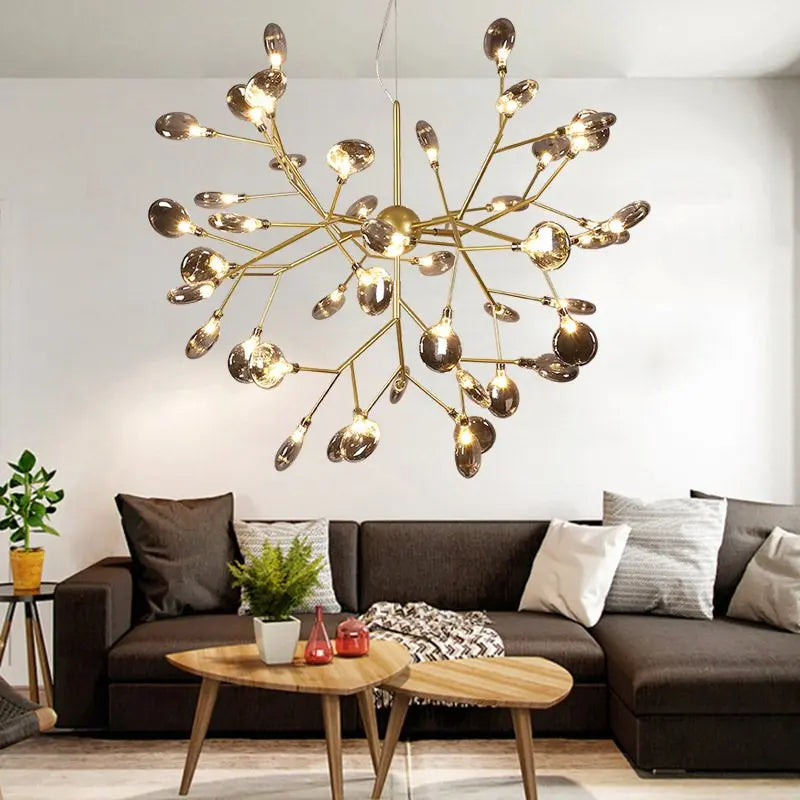 DecorBites™ LED Branch Chandelier: Heracleum Lustre Salon Lighting for Kitchen, Bar, and Restaurant