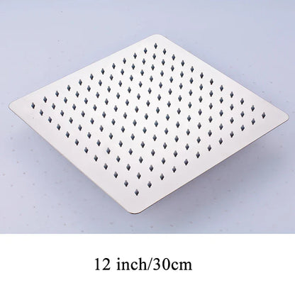 DecorBites™ 12-Inch Stainless Steel Square Rainfall Shower Head - Chrome Luxury Bathroom Fixture