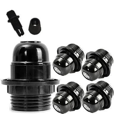 DecorBites™ Black E26 E27 Socket Lamp Holder 110v-220v Bulb Fitting Light Base Plastic