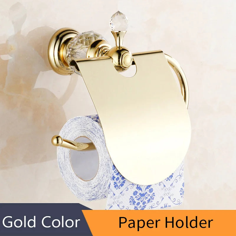 Juego de accesorios de baño DecorBites™ Crystal Brass Gold