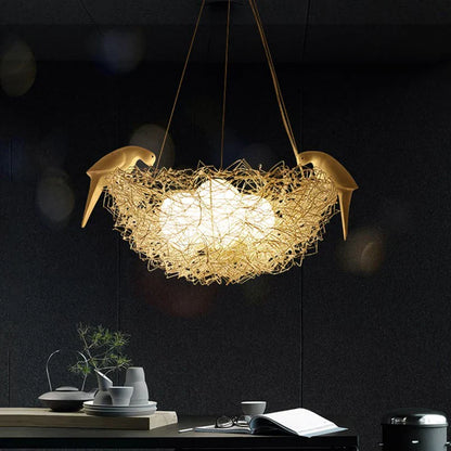 DecorBites™ Bird's Nest Pendant Lights Gold Silver Aluminum Wire Nordic Art E27 Restaurant Bedroom