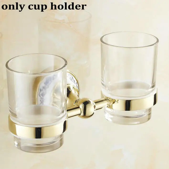 Juego de accesorios de baño DecorBites™ de porcelana pulida dorada para artículos esenciales de baño