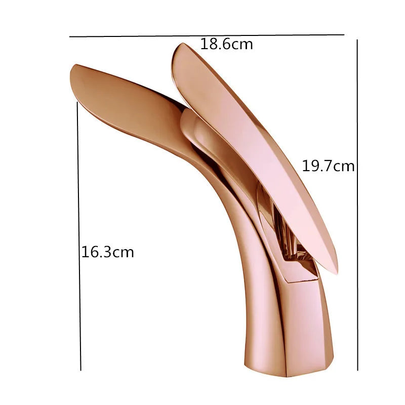 DecorBites™ Gold Brass Bathroom Faucet Single Handle Basin Mixer Tap - Rose Gold