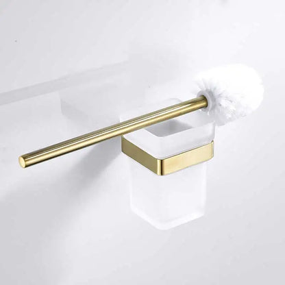 DecorBites™ Brushed Gold Stainless Steel Bathroom Accessory Set: TP Holder, Towel Bar, Storage Shelf