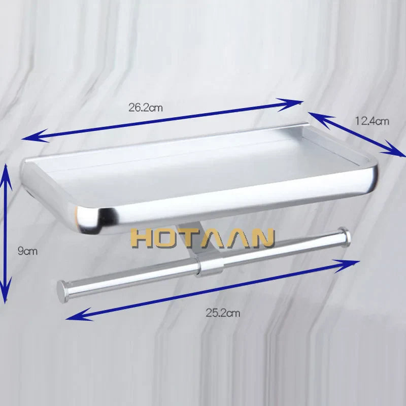 DecorBites™ Aluminium Toilet Paper Holder Multifunction Bathroom Mobile Holder Shelf - Oxidation Finish