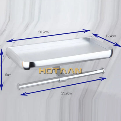 DecorBites™ Aluminium Toilet Paper Holder Multifunction Bathroom Mobile Holder Shelf - Oxidation Finish