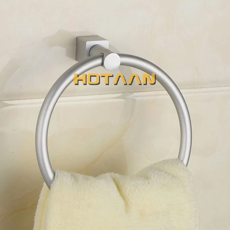 حلقات حامل المناشف الدائرية المصنوعة من الألومنيوم من DecorBites™‎، ملحقات الحمام المثبتة على الحائط