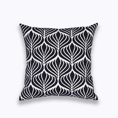 DecorBites™ Blue Zigzag Geometric Embroidered Cushion Cover 45x45cm