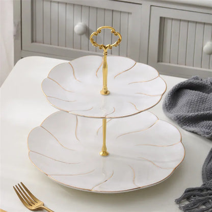DecorBites™ Gold Inlay Bone China Fruit Plates Snack Dishes Cake Plate Candy Dish