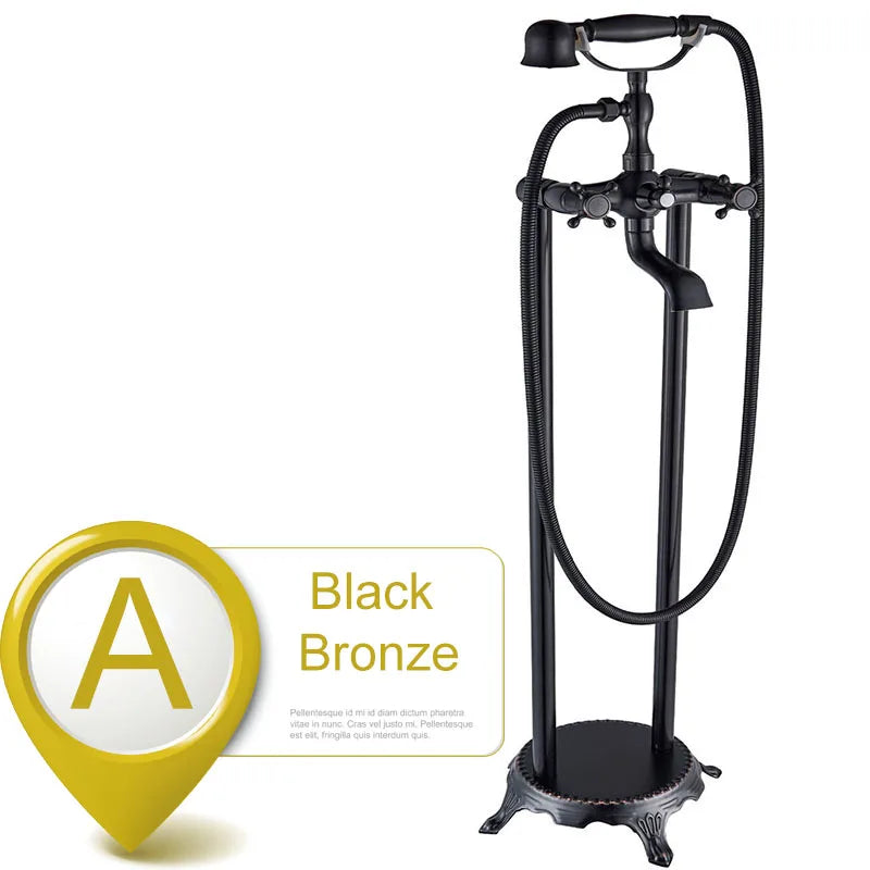 DecorBites™ Dual Ceramic Handle Freestanding Tub Faucet with Handshower