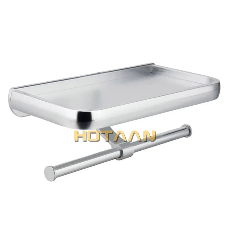 DecorBites™ Aluminium Toilet Paper Holder Multifunction Bathroom Mobile Holder Shelf - Oxidation Finish