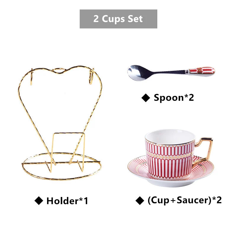 Juego de café y té DecorBites™ de porcelana dorada - Artículos de café de porcelana fina de lujo