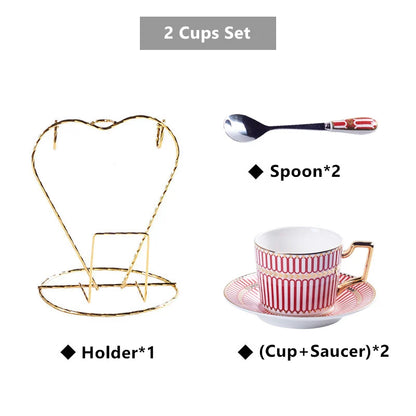 Juego de café y té DecorBites™ de porcelana dorada - Artículos de café de porcelana fina de lujo