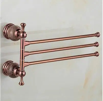 DecorBites™ Brass & Jade Rose Gold Bathroom Set: Paper Holder, Towel Bar, Soap Basket