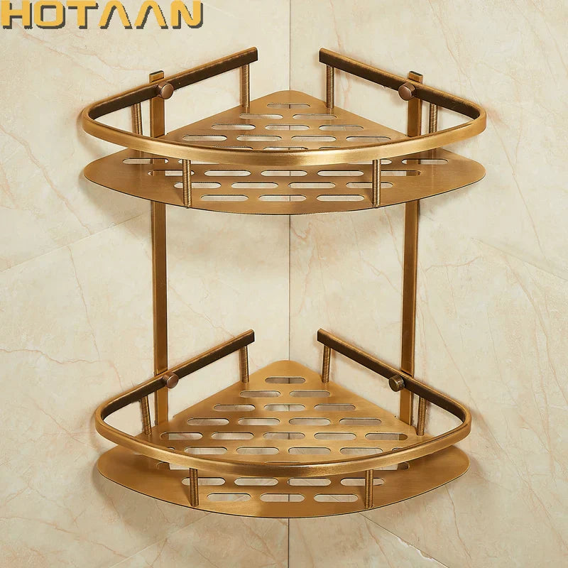 DecorBites™ Double Layer Aluminum Bathroom Shower Basket Holder