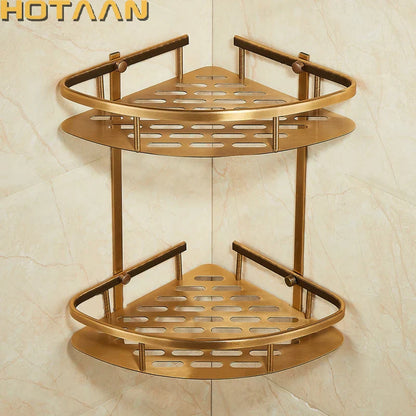 DecorBites™ Double Layer Aluminum Bathroom Shower Basket Holder