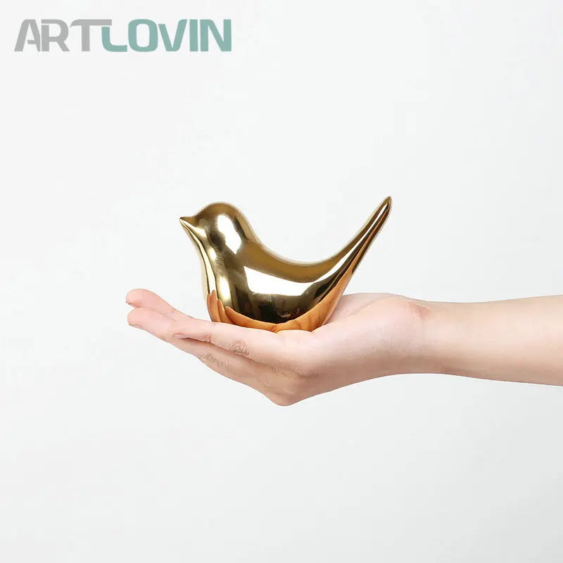 Figuritas de Aves de Cerámica Oro Decorbites™ para Decoración del Hogar - Ornamentos de Boda de Moda
