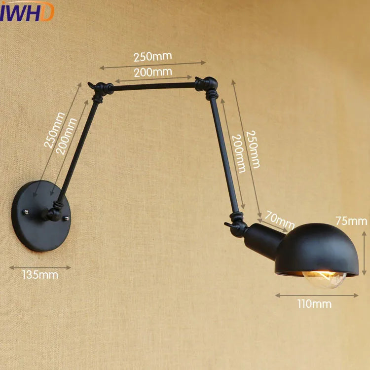 Aplique de pared LED DecorBites™ Gold Swing Arm Retro Loft Industrial