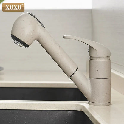 صنبور مطبخ أسود مصقول من DecorBites™، صنبور خلاط رذاذ قابل للسحب، ماء ساخن وبارد، 360 درجة