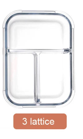 صندوق غداء للأطفال من ديكوربايتس™: بينتو زجاجي على الطراز الكوري مع مقصورات، آمن للاستخدام في الميكروويف، لتخزين الطعام