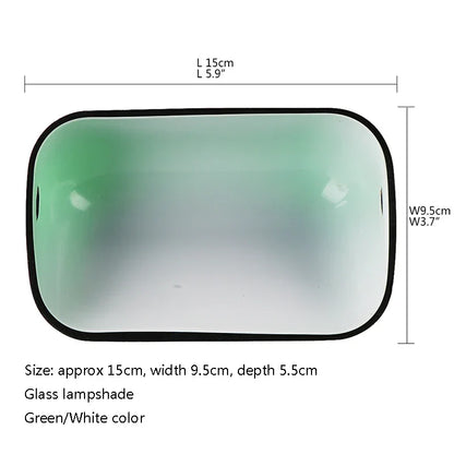 DecorBites™ Glass Bankers Lamp Cover | Green/White Cased Replacement Shade L15cm x W9.5cm