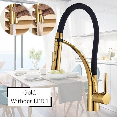 DecorBites™ LED Swivel Pull Down Kitchen Faucet with Hot and Cold Water Mixer