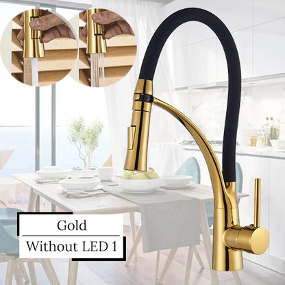 DecorBites™ LED Swivel Pull Down Kitchen Faucet with Hot and Cold Water Mixer