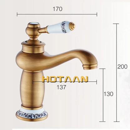 صنبور حوض بمقبض واحد من برونز عتيق من DecorBites™